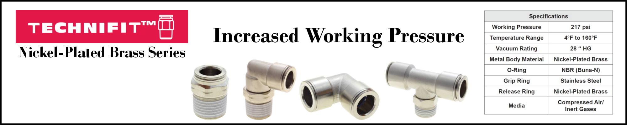 Technifit Nickel-Plated Brass Series Push-to-Connect Fittings